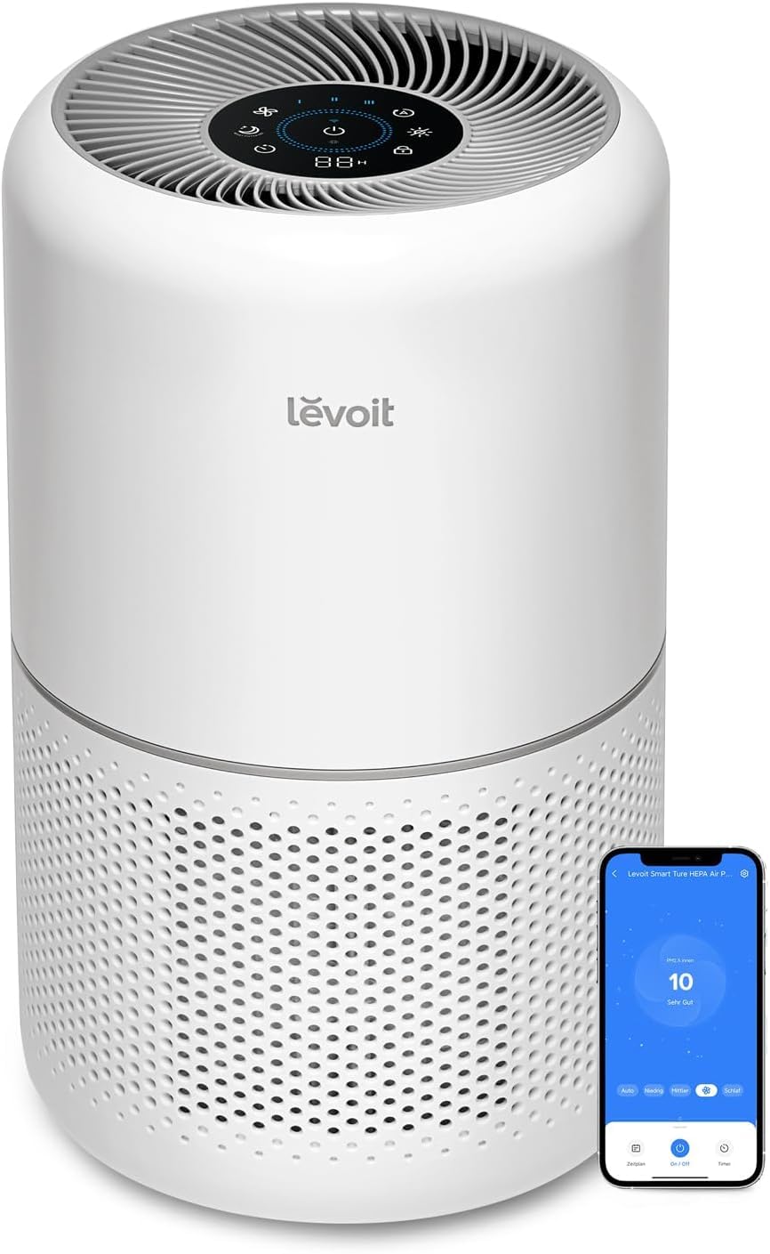 LEVOIT Air Purifier for Home Allergies Pet Hair in Bedroom, Covers Up to 1073 ft² by 56W High Torque Motor, AHAM VERIFIDE, 3-in-1 Filter with HEPA Sleep Mode, Remove Dust Smoke Odor, Core300-P, White